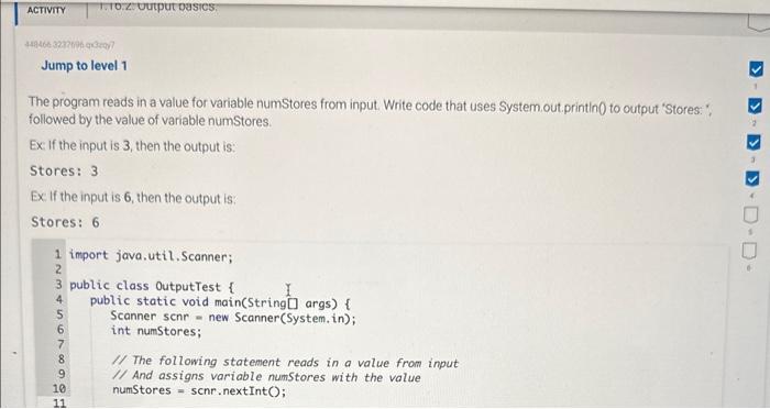 Solved The program reads in a value for variable numStores | Chegg.com