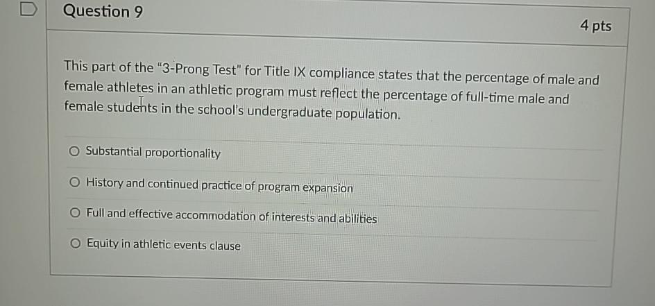 What is a Three Prong Test for Title IX?