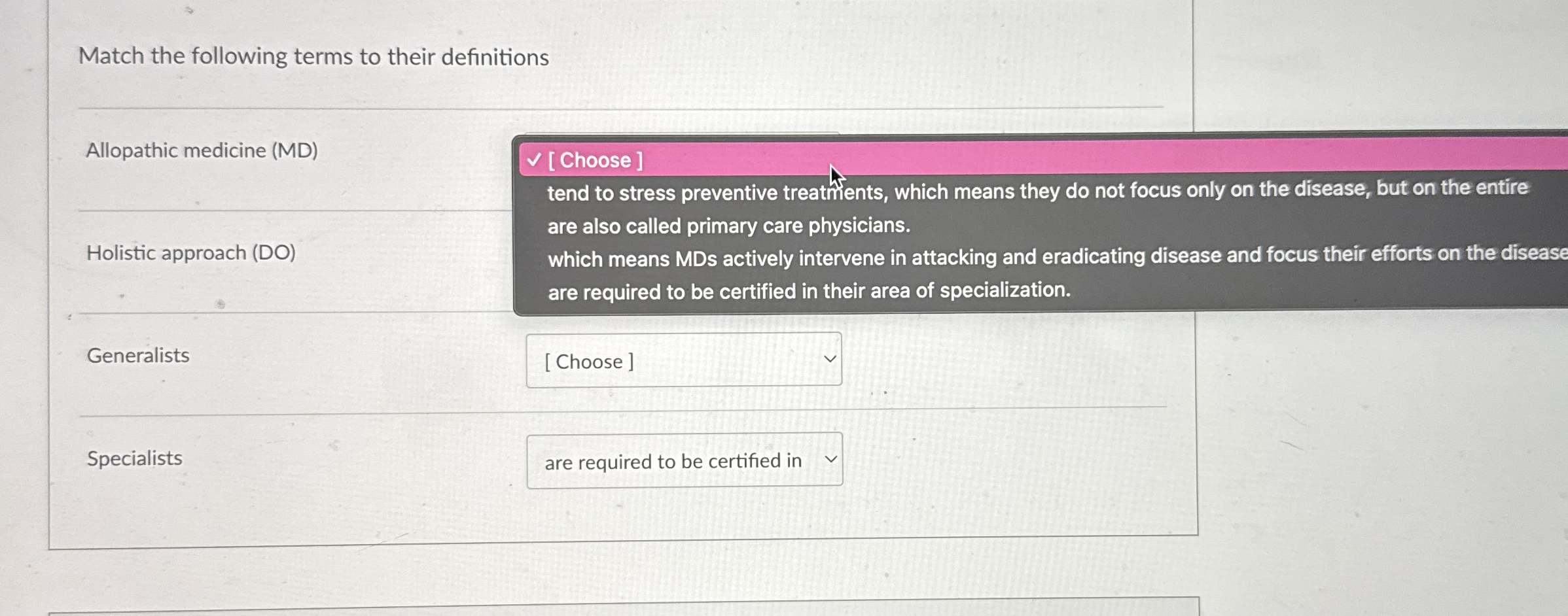 Solved Match the following terms to their | Chegg.com