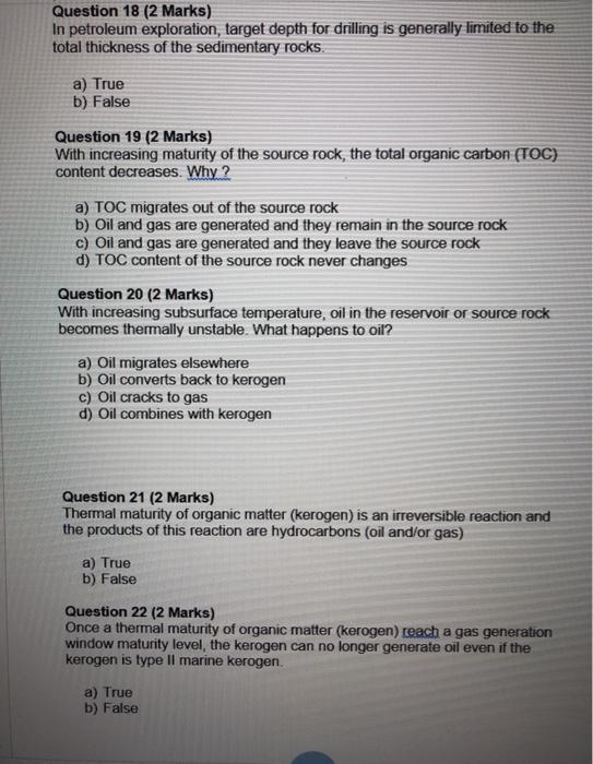 Question Petroleum Geology Questions. Thank You. I Know The Rules But