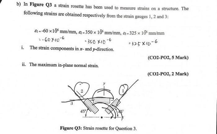 Solved b) In Figure Q3 a strain rosette has been used to | Chegg.com