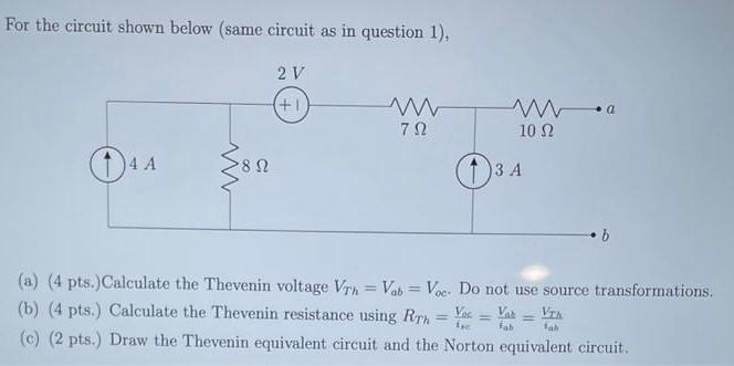 Solved For the circuit shown below (same circuit as in | Chegg.com