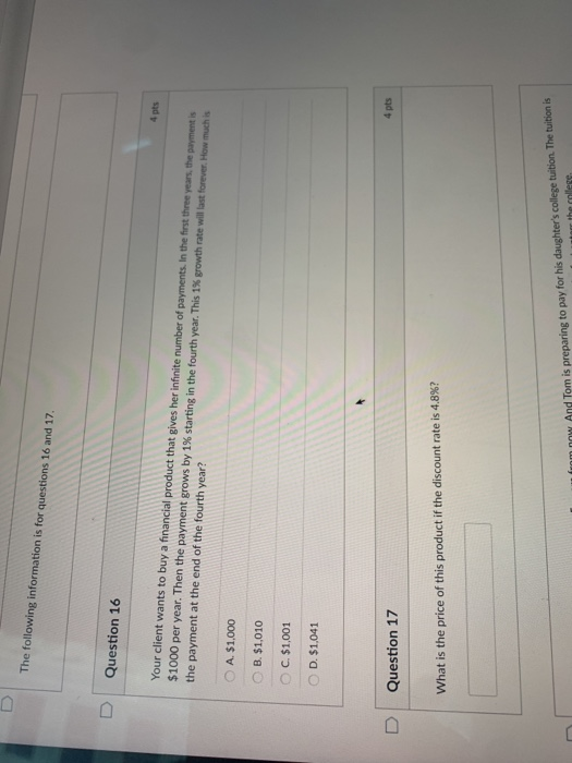 Solved The following information is for questions 16 and 17. | Chegg.com