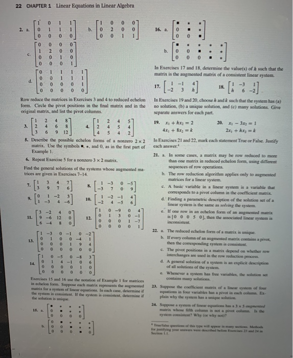 Solved Linear Equations In Linear Algebra CHAPTER 1 22 2. A. | Chegg.com