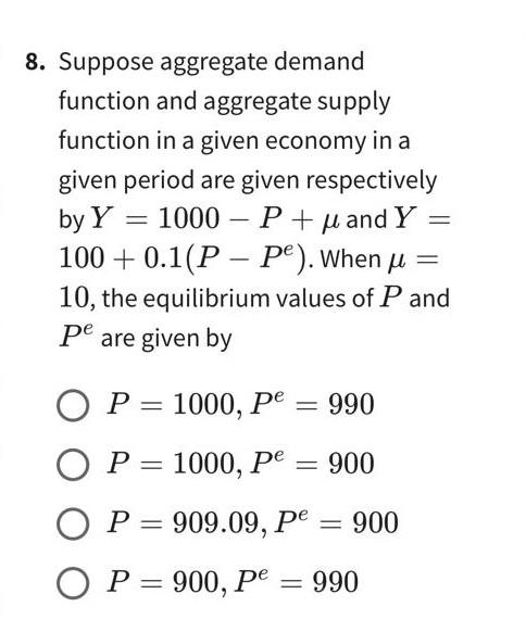 Solved Suppose Aggregate Demand Function And Aggregate | Chegg.com