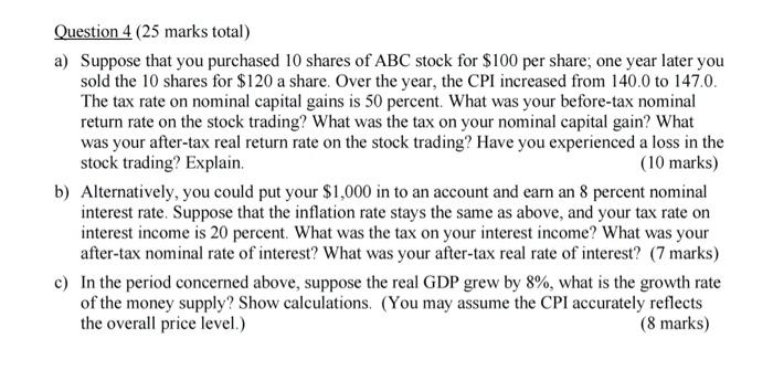 Solved Question 4 ( 25 marks total) a) Suppose that you | Chegg.com