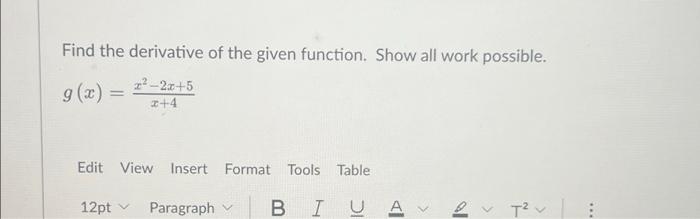 Solved Find the derivative of the given function. Show all | Chegg.com
