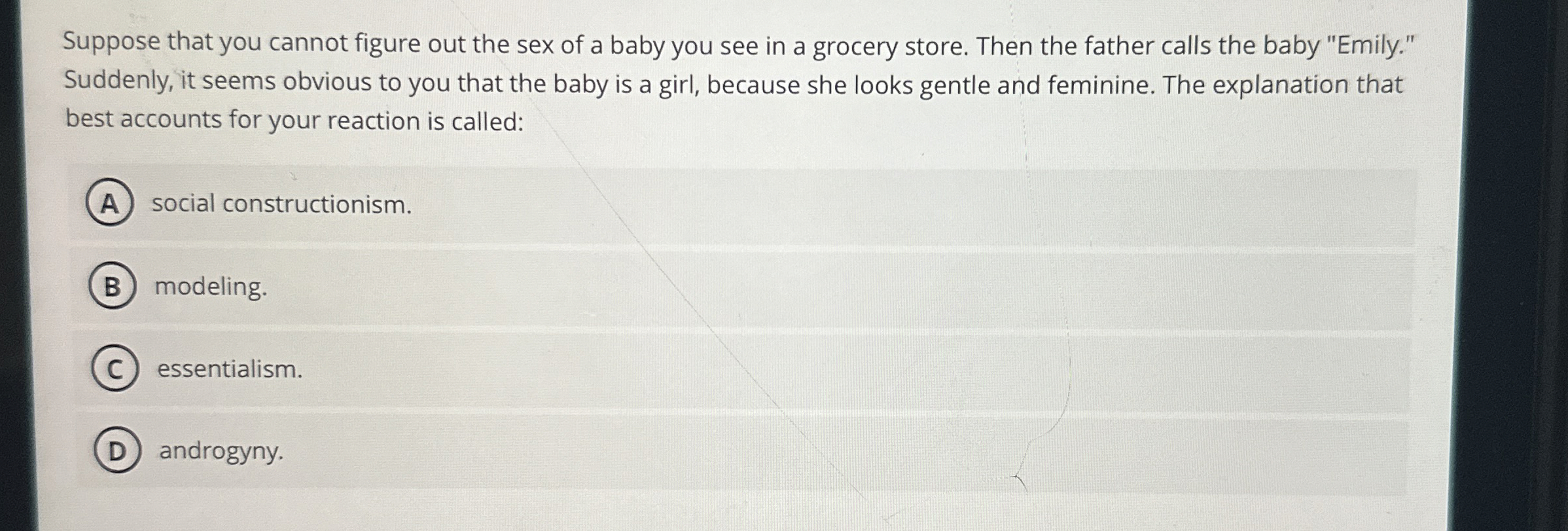 Solved Suppose that you cannot figure out the sex of a baby  