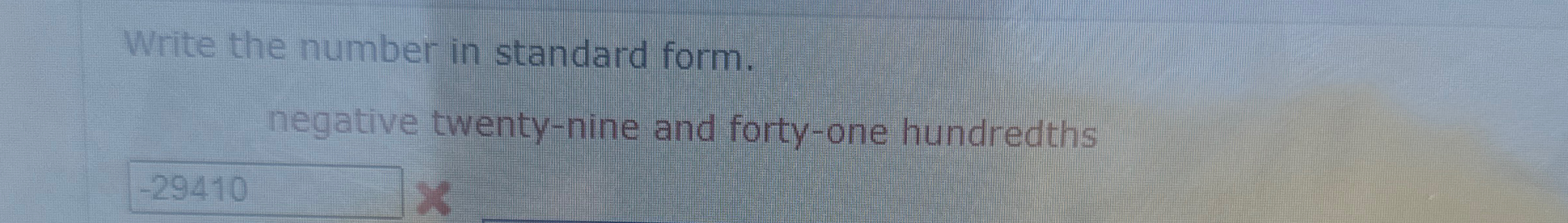 can you write a negative number in standard form