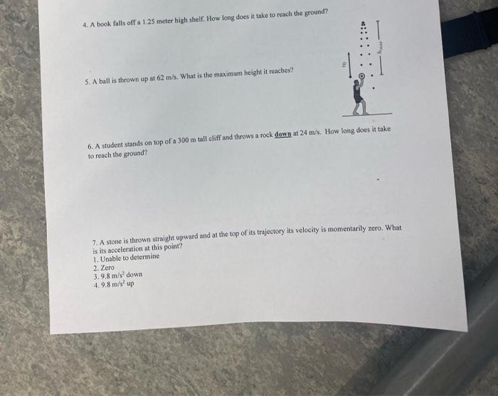 Solved 4. A book falls off a 1.25 meter high shelf. How long