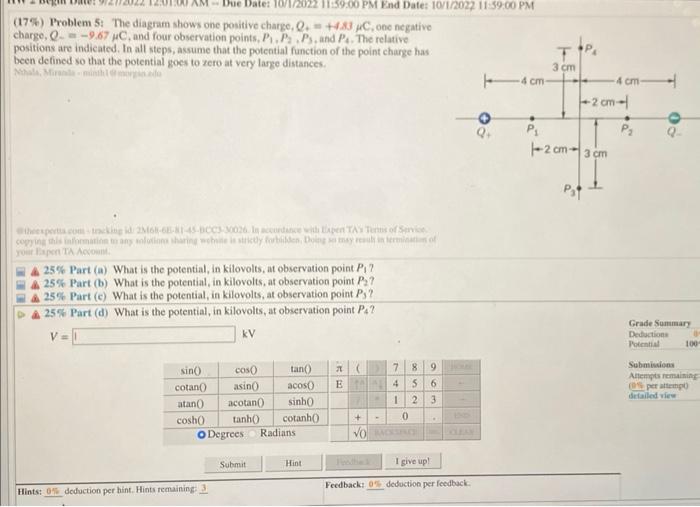 (17\%) Problem 5: The diagram shows one positive | Chegg.com