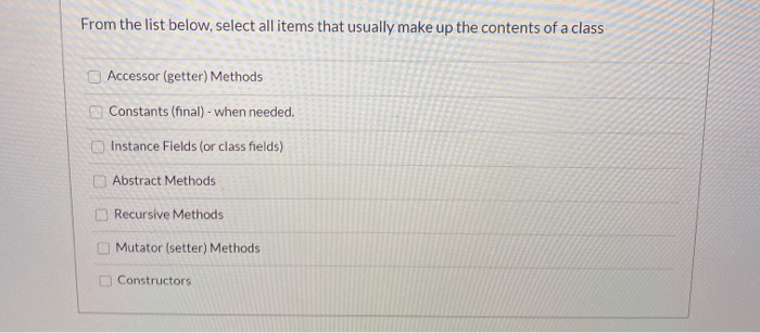 Solved From the list below, select all items that usually | Chegg.com
