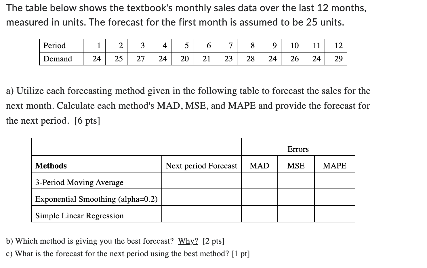 Solved The table below shows the textbook's monthly sales | Chegg.com