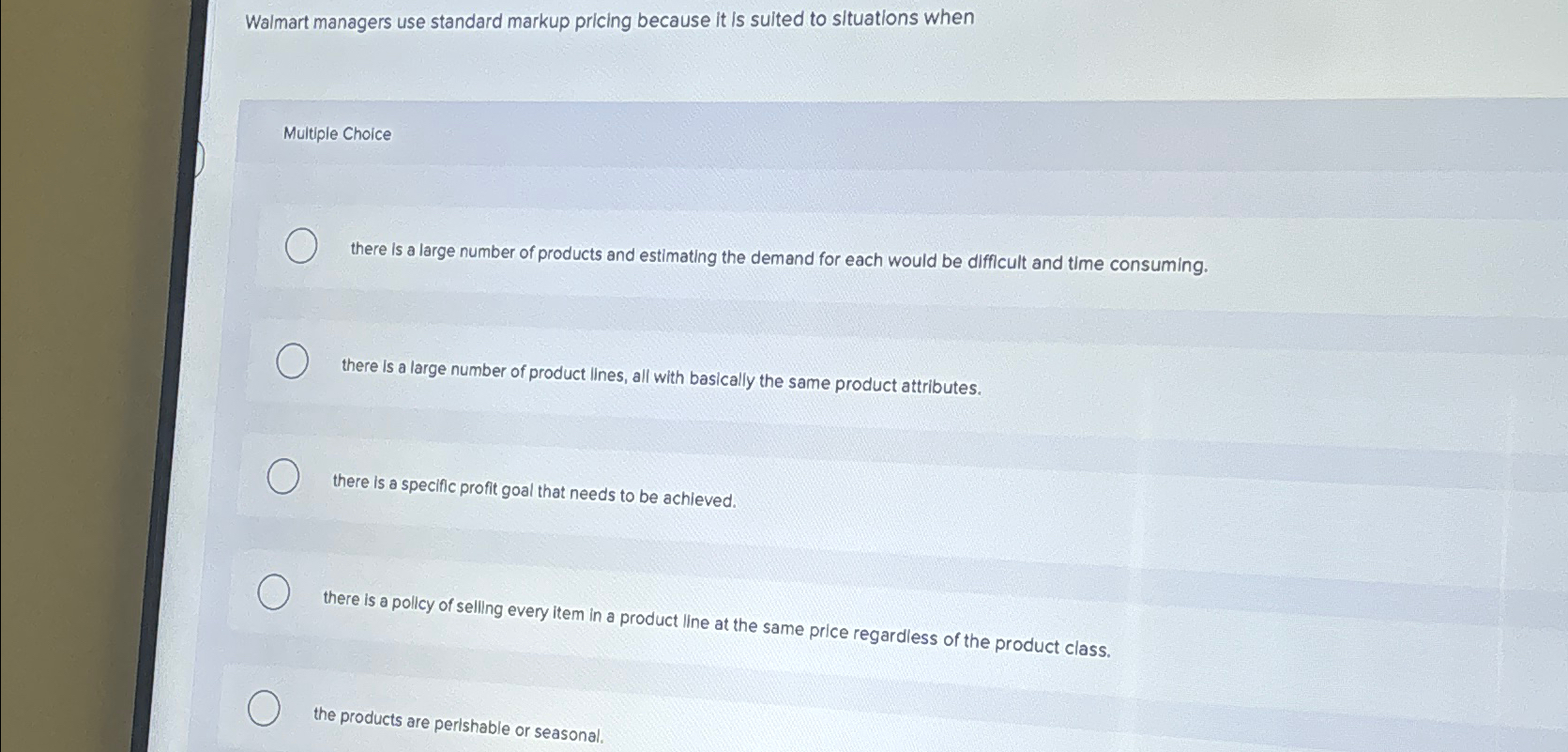 Solved Walmart managers use standard markup pricing because