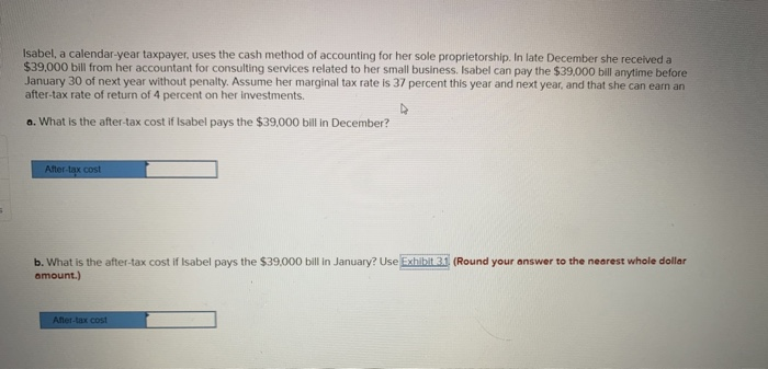 Solved Isabel, a calendar-year taxpayer, uses the cash | Chegg.com Solved Isabel, a calendar-year taxpayer, uses the cash | Chegg.com