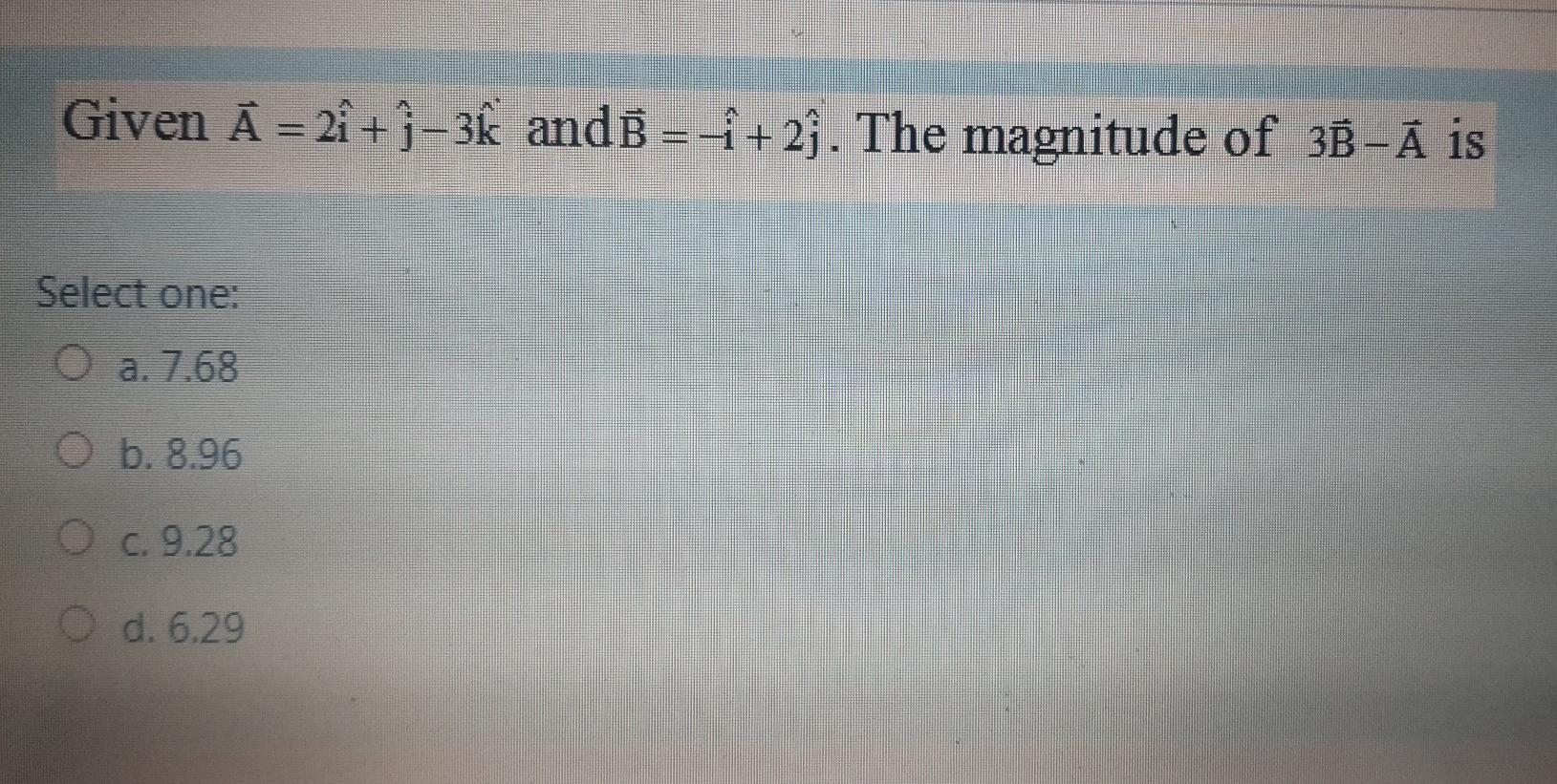 Solved Given A 2 I 3ĩ And B I 29 The Magnitude Of Chegg Com