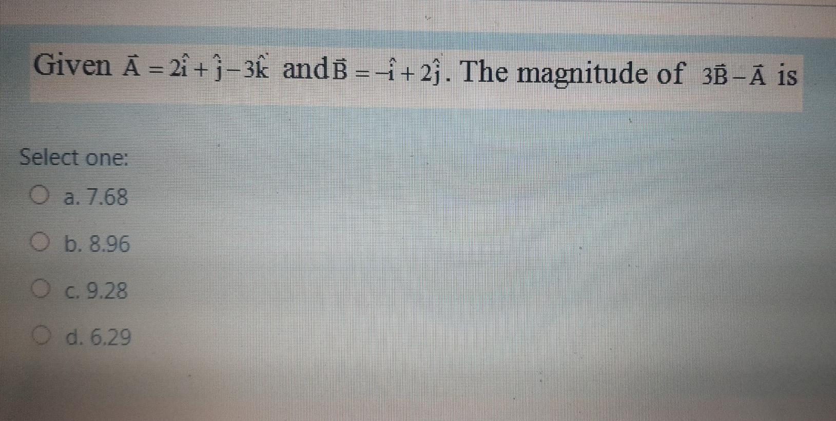 Given A 2 I 3ĩ And B I 29 The Magnitude Of Chegg Com