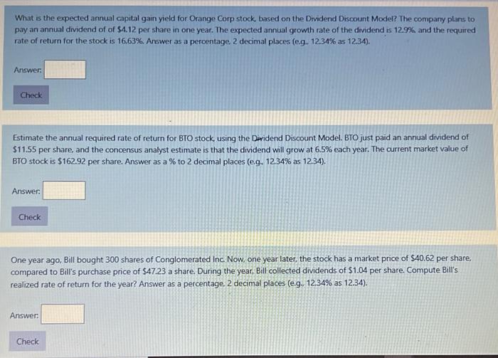 Solved What is the expected annual capital gain yield for | Chegg.com