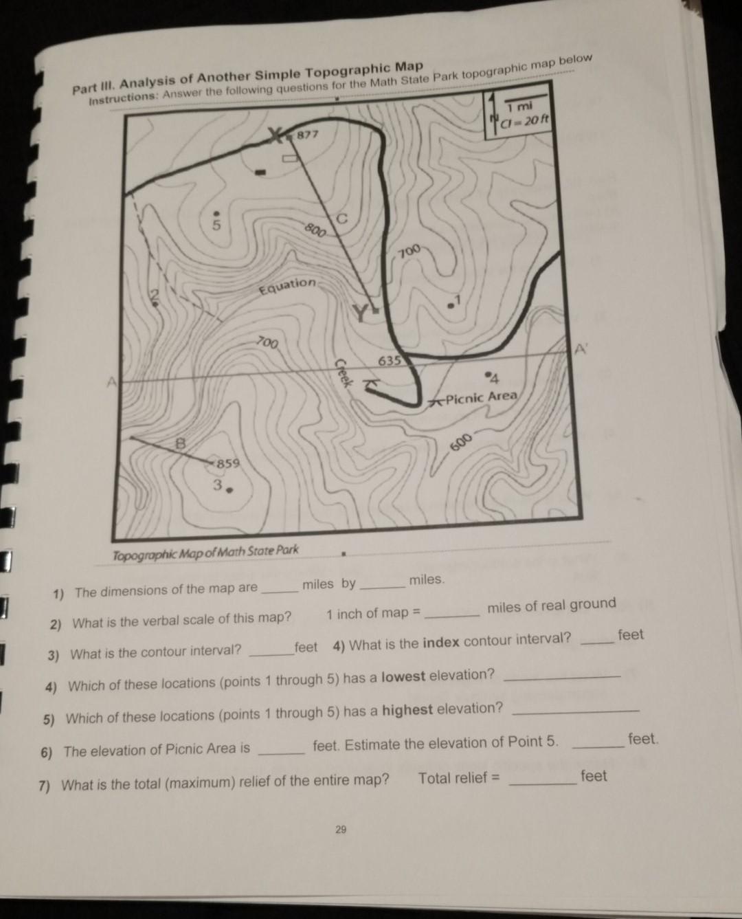 Solved Part III. Analysis of Another Simple Topographic Map | Chegg.com