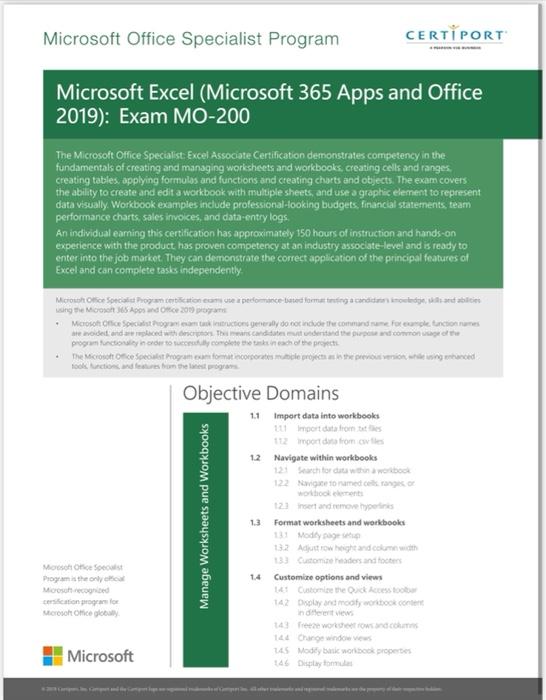 Solved Microsoft Office Specialist Program CERTI PORT | Chegg.com