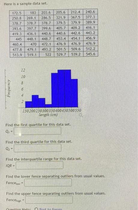 Solved here is the same data setfind the first quartile for | Chegg.com