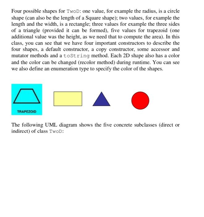 Solved Four possible shapes for TwoD: one value, for example | Chegg.com