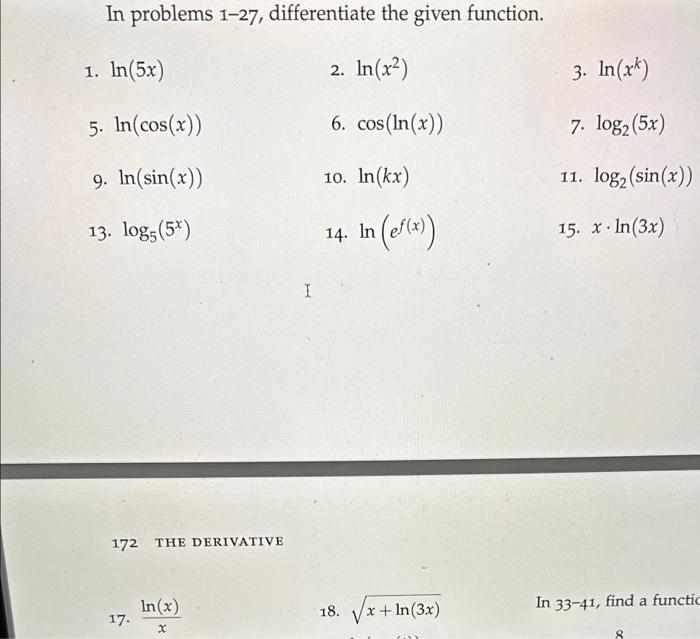 Solved In problems 1−27, differentiate the given function. | Chegg.com