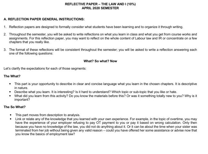 Solved Reflective Paper The Law And I 10 April 2020 Chegg Com