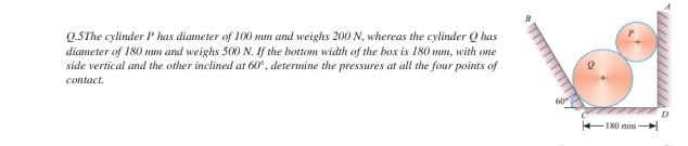 Solved 0.5 The cylinder P has diameter of 100 mm and weighs | Chegg.com