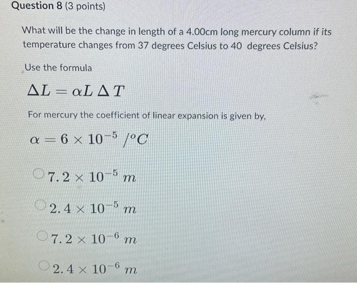 Solved What will be the change in length of a 4.00 cm long | Chegg.com