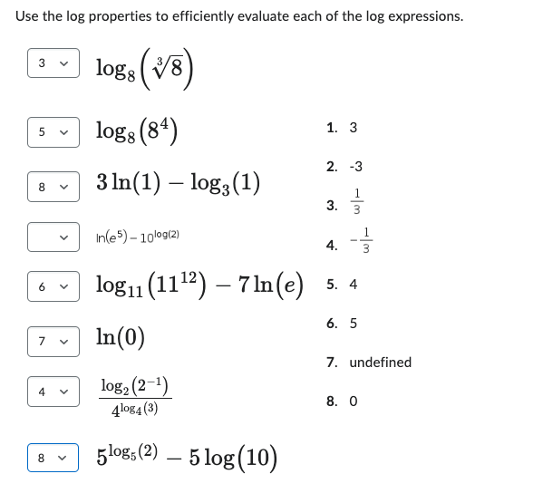 Solved Use the log properties to efficiently evaluate each | Chegg.com