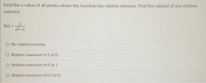 Solved find the x-valur of all points where the function has | Chegg.com