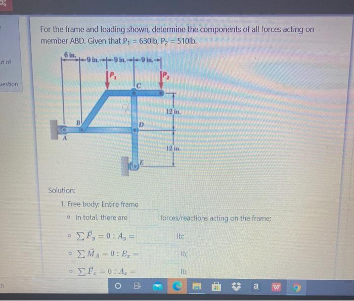 Solved For the frame and loading shown, determine the | Chegg.com