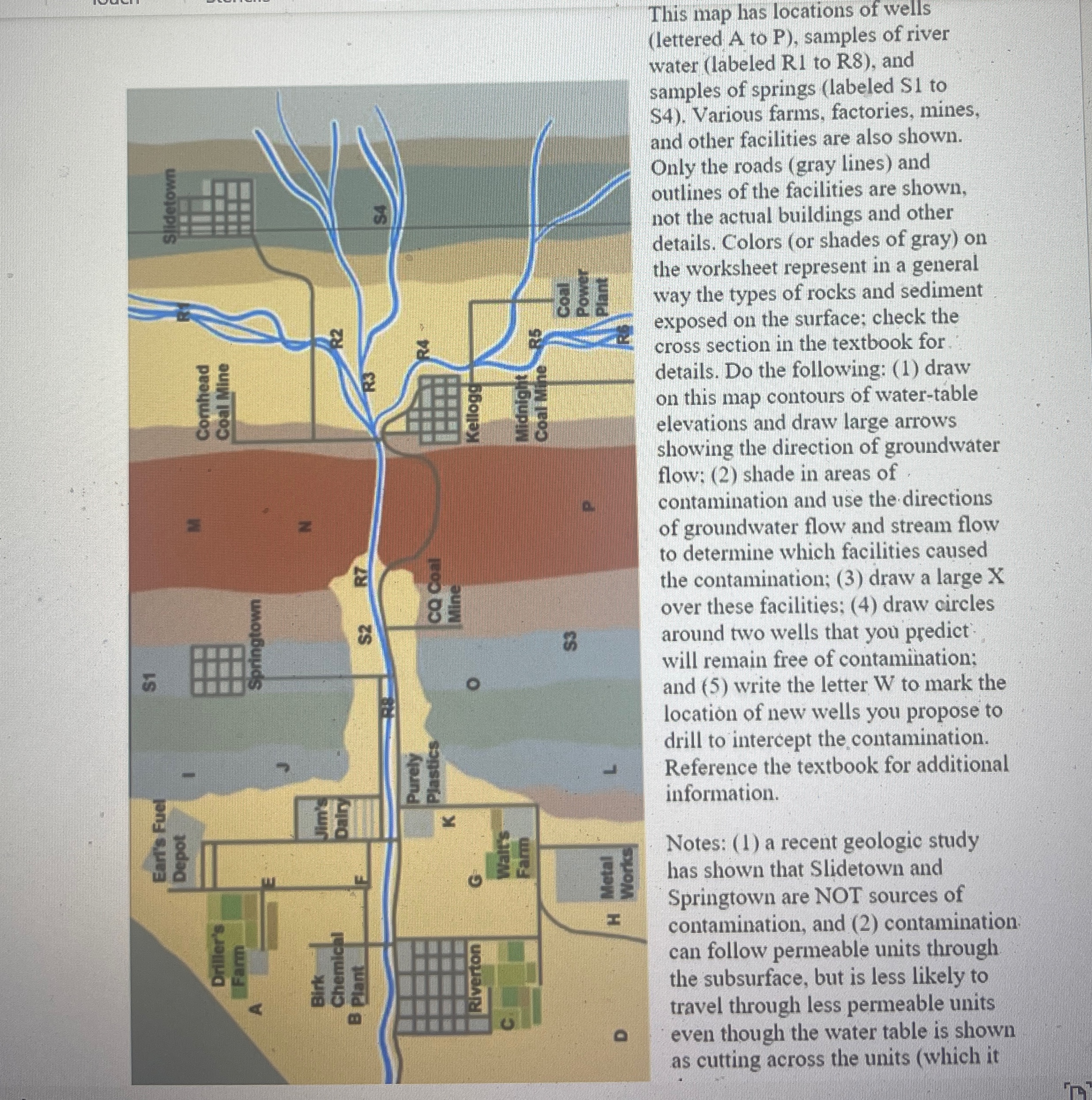 Solved This map has locations of wells (lettered A to P), | Chegg.com