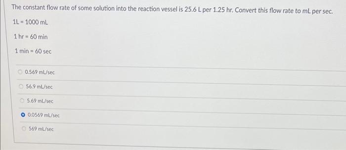 Solved The constant flow rate of some solution into the | Chegg.com
