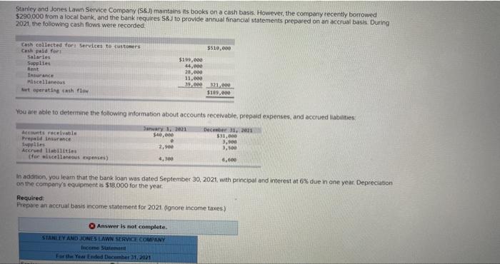 Solved Stanley and jones Lawn Service Company (S\&.) | Chegg.com