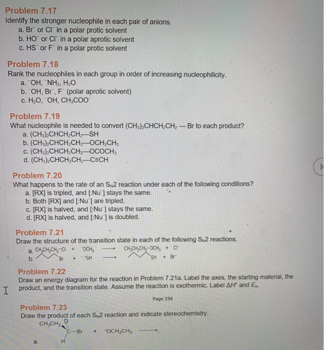 Solved Problem 717 Identify The Stronger Nucleophile In 4504