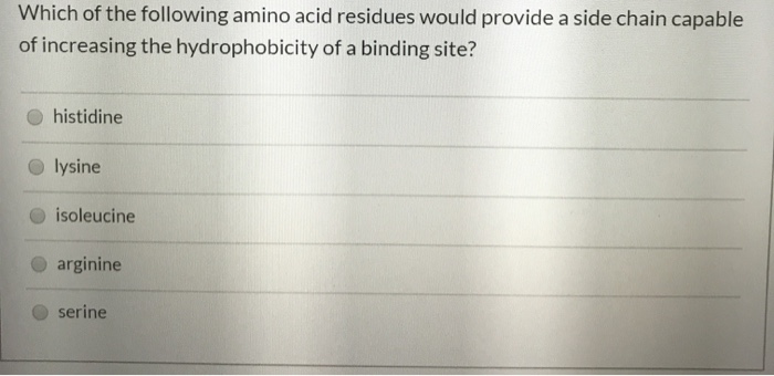 Solved Which of the following amino acid residues would | Chegg.com