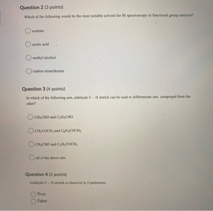 Solved Question 2 (3 points) Which of the following would be | Chegg.com