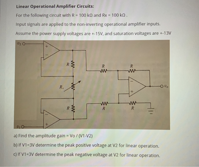 Solved Linear Operational Amplifier Circuits For the