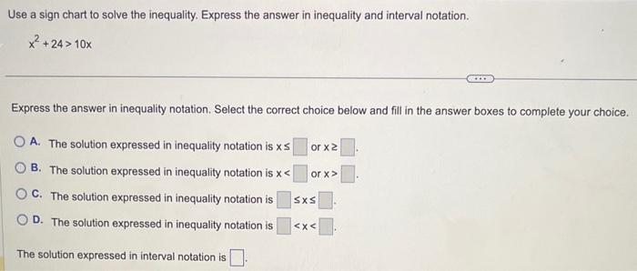 Solved Use a sign chart to solve the inequality. Express the | Chegg.com