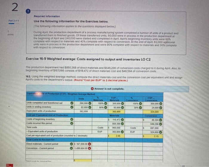Solved 2 Part 2 of 4 Required Information Use the following | Chegg.com