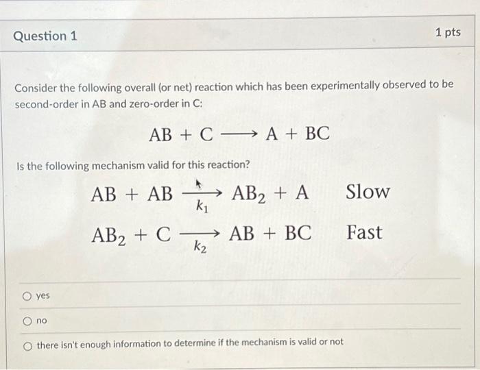 Solved Consider the following overall (or net) reaction