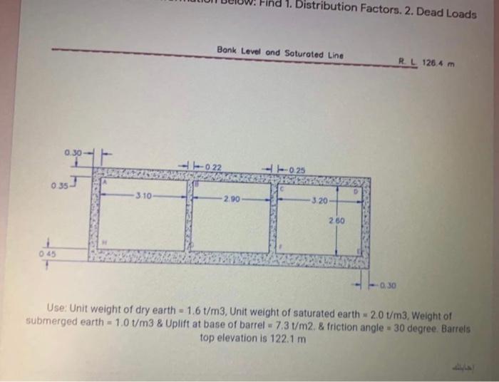 1. Distribution Factors. 2. Dead Loads Bank Level and | Chegg.com