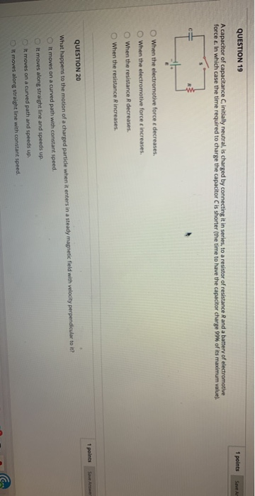Solved QUESTION 19 1 points Save As A capacitor of | Chegg.com