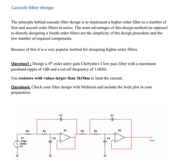 Solved Cascade filter design The principle behind cascade