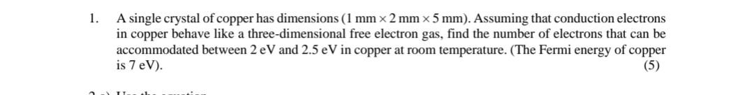 Solved A single crystal of copper has dimensions ( 1 mm×2 | Chegg.com
