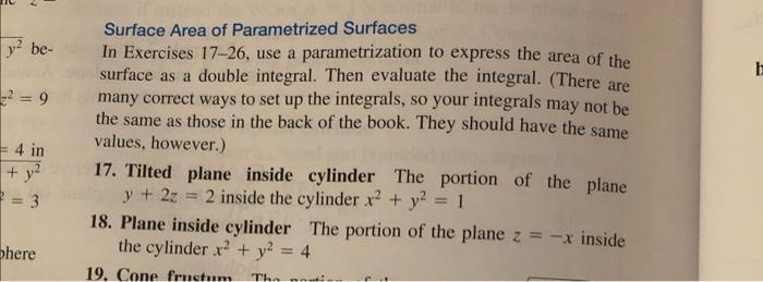 Solved Surface Area Of Parametrized Surfaces In Exercises | Chegg.com