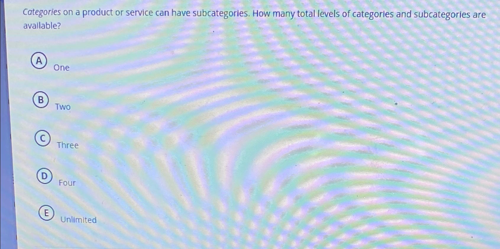 Solved Categories on a product or service can have | Chegg.com