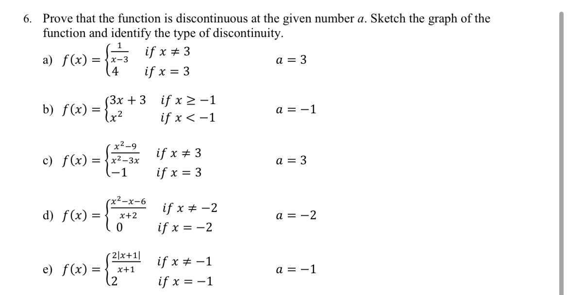Solved Prove that the function is discontinuous at the given | Chegg.com